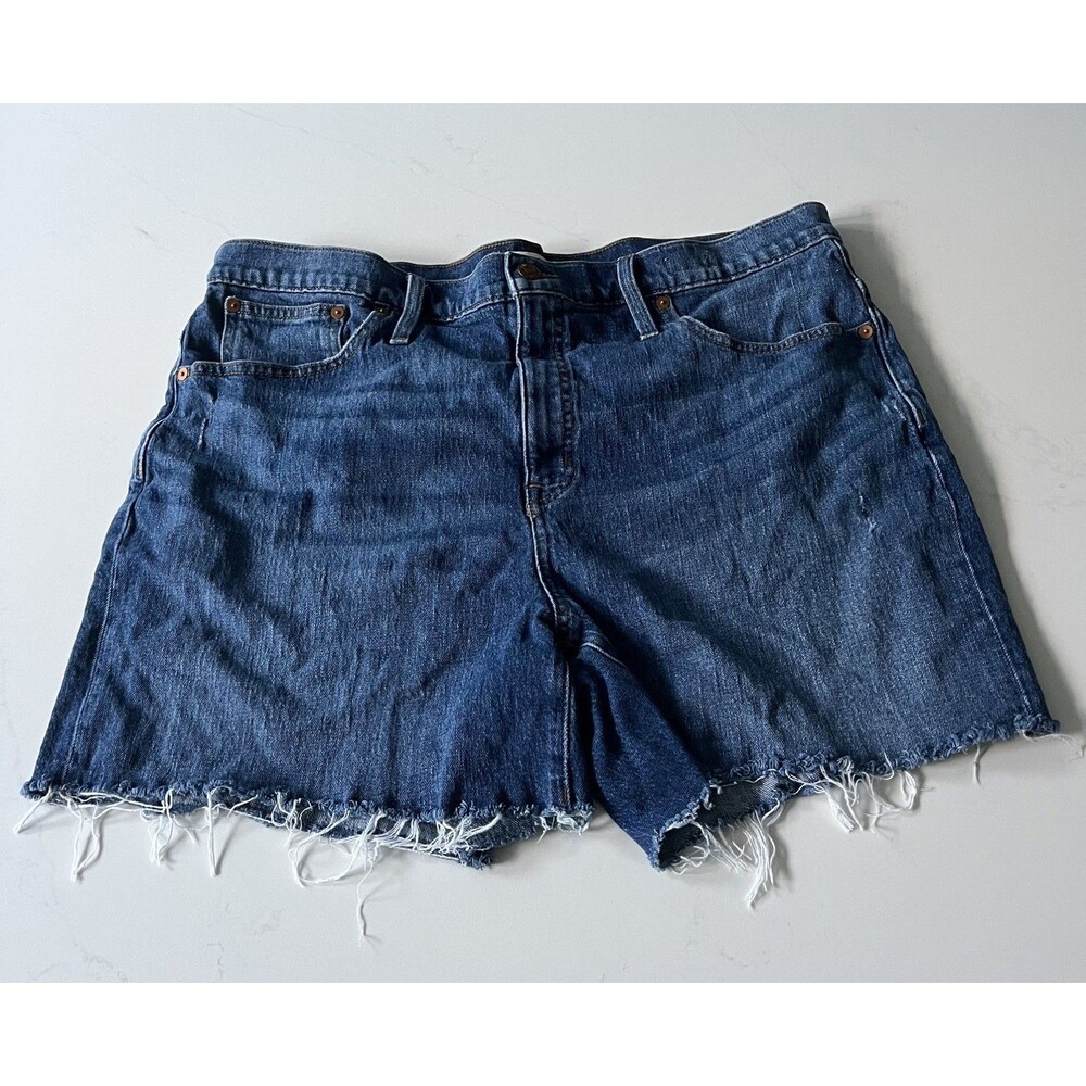 Madewell High Rise Frayed Hem Denim Shorts Blue Women's Size 33